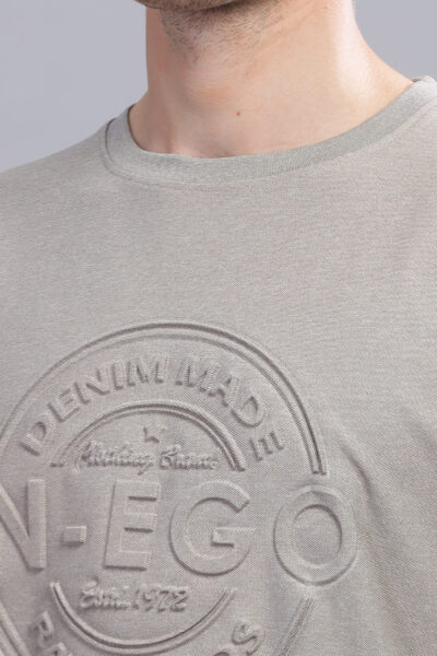 Men’s Melange Long Sleeve Tee with Embossed Chest Print – Multi-Colour Edition - PEACH WOOD, XXL