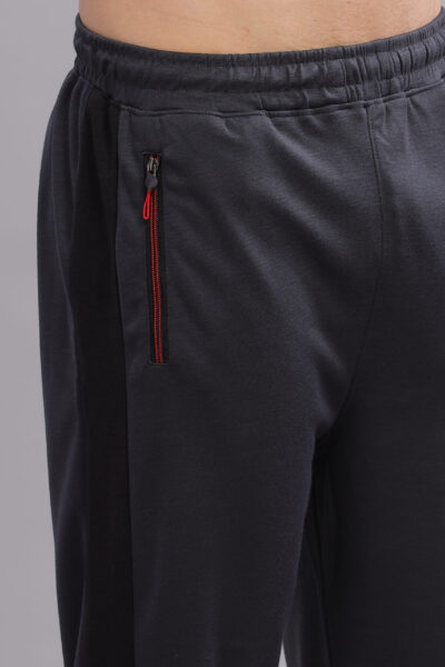 Men’s Cotton P-Knit Track Pant with Reflective Detail – Multi-Colour Edition - GREY, L