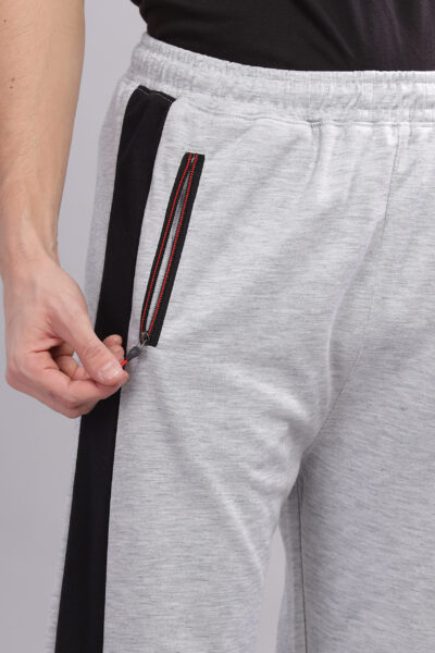 Men’s Cotton P-Knit Track Pant with Reflective Detail – Multi-Colour Edition - GREY MELANGE, L