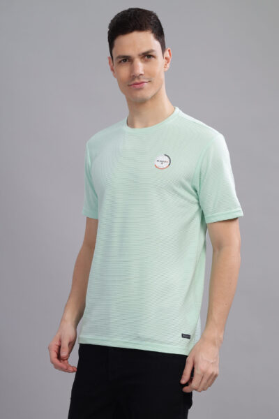 Men’s Corduroy-Texture Solid Tee with HD Chest Logo – Multi-Colour Edition
