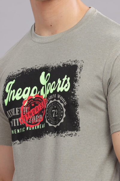 Men’s Melange Printed Tee with Soft-Touch Chest Graphic – Multi-Colour Edition - PEACH WOOD, L