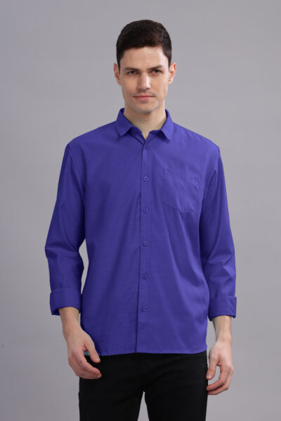 Men’s Fila-Fill Solid Long Sleeve Shirt with Pocket Embroidery - DARK BLUE, S