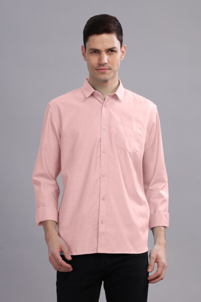 Men’s Fila-Fill Solid Long Sleeve Shirt with Pocket Embroidery - PEACH, S