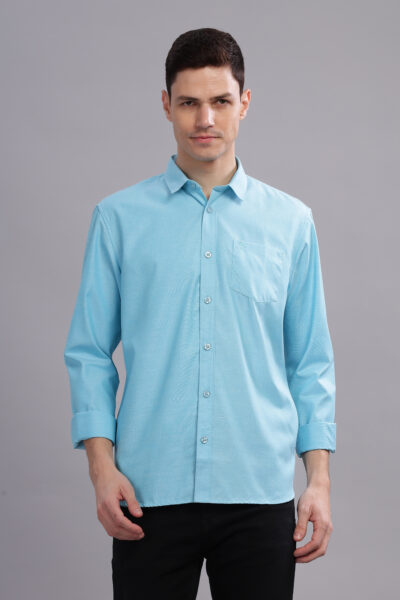Men’s Fila-Fill Solid Long Sleeve Shirt with Pocket Embroidery - SKY BLUE, S