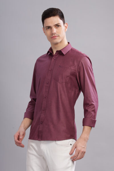 Men’s Fila-Fill Solid Long Sleeve Shirt with Pocket Embroidery - WINE, S