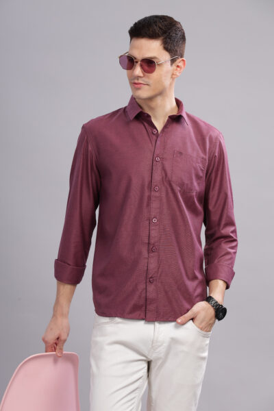 Men’s Fila-Fill Solid Long Sleeve Shirt with Pocket Embroidery