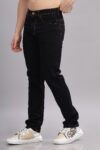 Men’s Washed Black Denim Pant with Leather Patch Finish