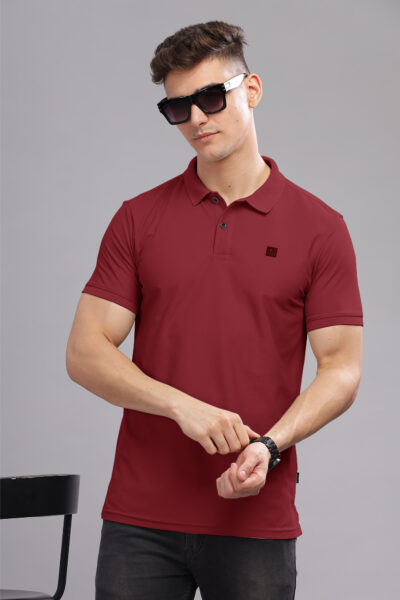 Men’s HD Print Performance Poly Polo T-Shirt - MAROON, M