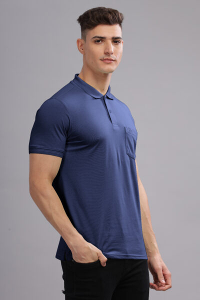 Men’s Single Jersey Polo with Front Embroidery Detail - DEEP NAVY, M
