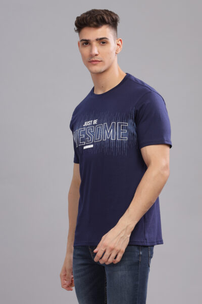 Men’s Printed Round Neck T-Shirt with Graphic Detail