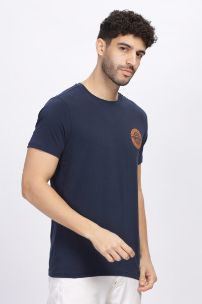 Men’s Dual Graphic Cotton-Lycra Round Neck T-Shirt