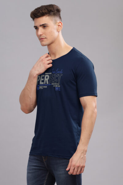 Men’s Premium Cotton Graphic Round Neck T-Shirt - DEEP NAVY, M