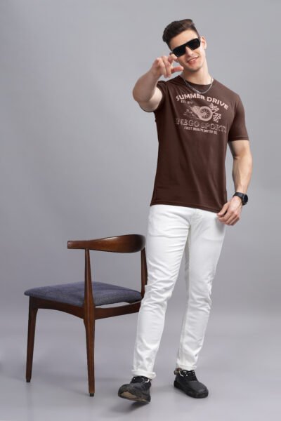 Men’s Cotton-Rich Graphic Print T-Shirt – Multi Colour Edition - CHICORY COFFEE, S