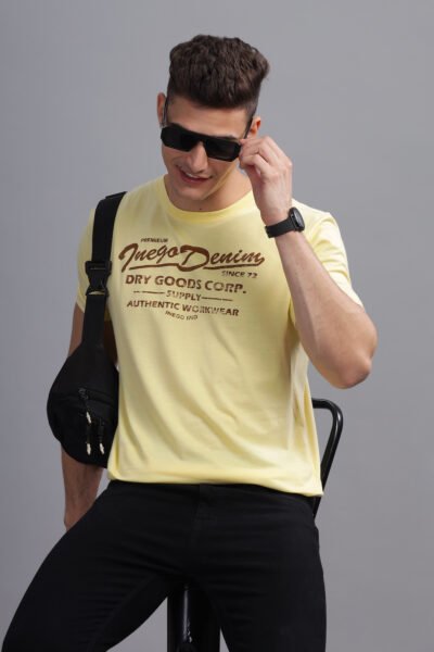 Men’s Cotton-Rich Graphic Print T-Shirt – Multi Colour Edition - PALE BANANA, S