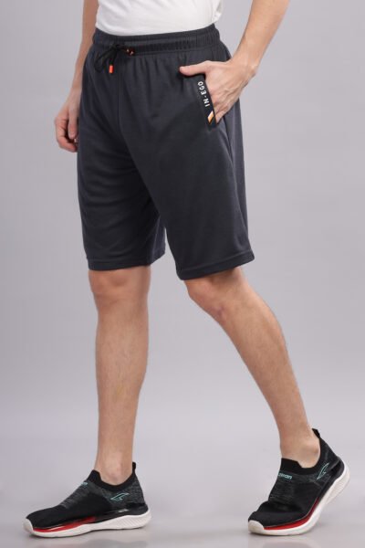 Men’s Cotton-Blend Casual Shorts with HD Side Logo - DARK GREY, M