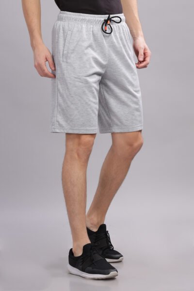 Men’s Cotton-Blend Casual Shorts with HD Side Logo - GREY MELANGE, M