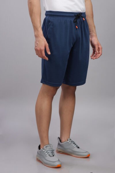 Men’s Cotton-Blend Casual Shorts with HD Side Logo - NAVY, M