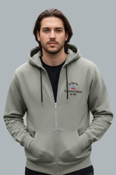 Men's Zipper Hoodie - MOSSY STONE, M